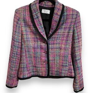 Vintage GIANCARLO FERRARI Rainbow Blazer Crop Jacket Tweed SZ 8P Women's Petite